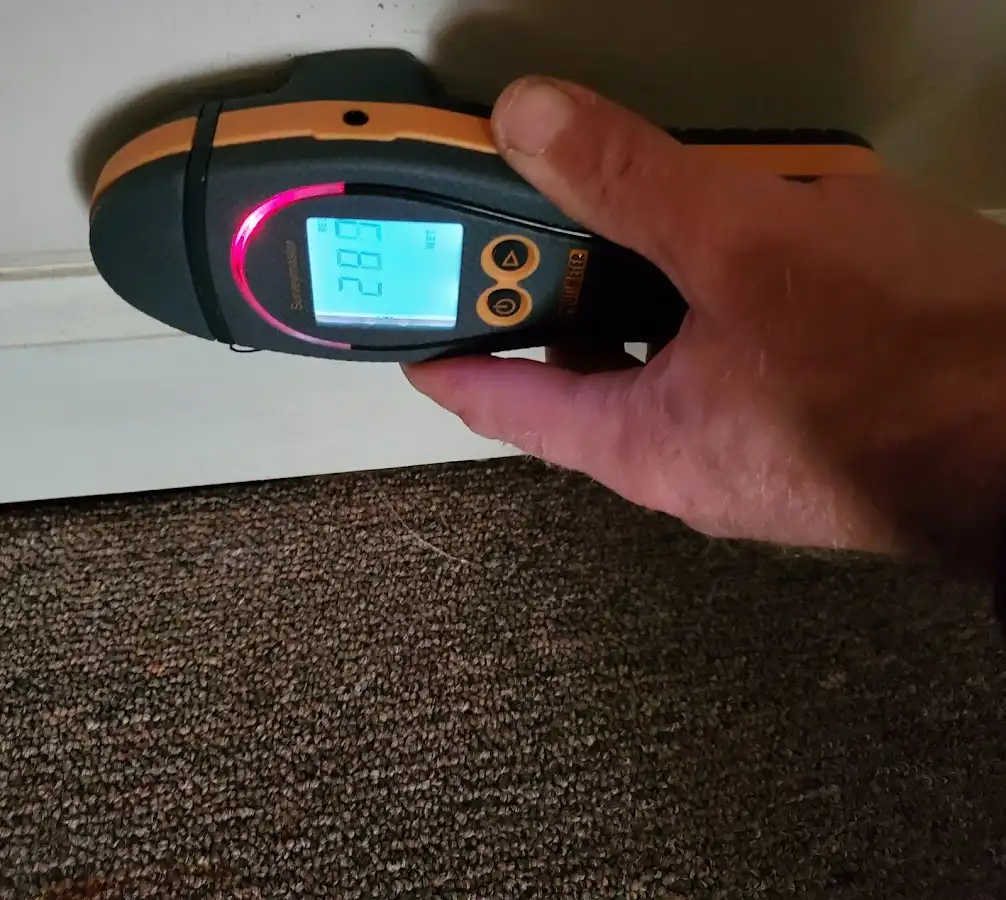 Moisture detection at baseboard during Mold Inspection & Testing in Manchester-by-the-Sea